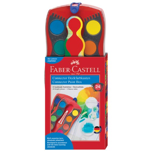 Boja vodena fi 24mm 24boje plus bijela tempera connector faber castell 125031 (49386)