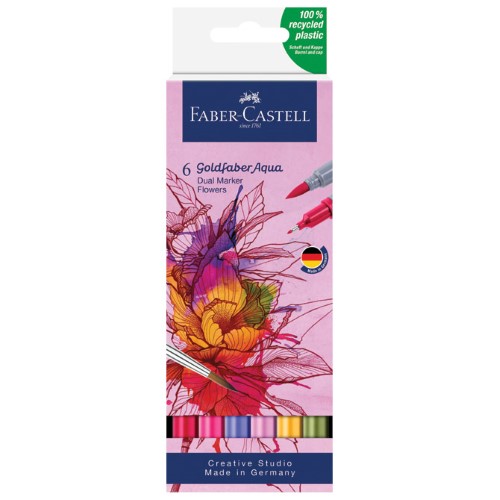 Marker obostrani akvarel 6boja flowers goldfaber faber castell 164527 sortirano blister (49540)