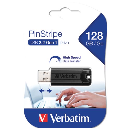 Memorija usb128gb 3,0 pinstripe verbatim 49319 crna blister (50695)
