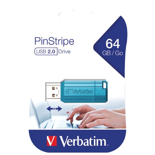 Memorija USB 64gb 2,0 pinstripe verbatim 49961 plava blister (50891)