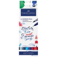 Marker obostrani akvarel 6boja lettering sea goldfaber faber castell 164519 sort, blister (51559)
