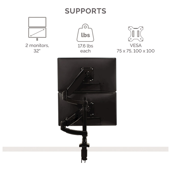 Držač za monitor dvostruki okomiti platinum fellowes 8043401 crni (51685)