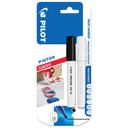 Marker 0,7mm pk2 pintor pilot sw-pt-ef crni/bijeli blister (51906)