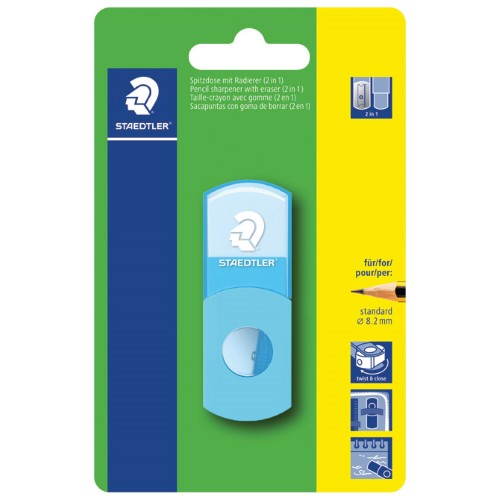 Šiljilo-gumica pvc s pvc kutijom 1rupa staedtler 511sef30bk neon tirkizna blister (52241)