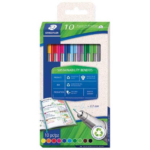 Flomaster fineliner 0,3mm pk10 reciklirani triplus staedtler 334 rc10 (52253)