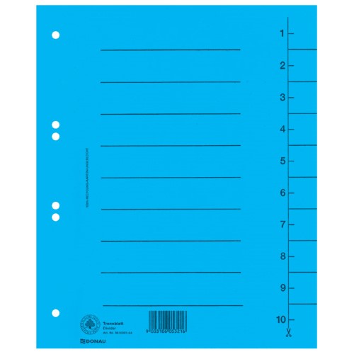 Pregrada kartonska A4 250g pk100 donau 8610001-10 plava (52441)