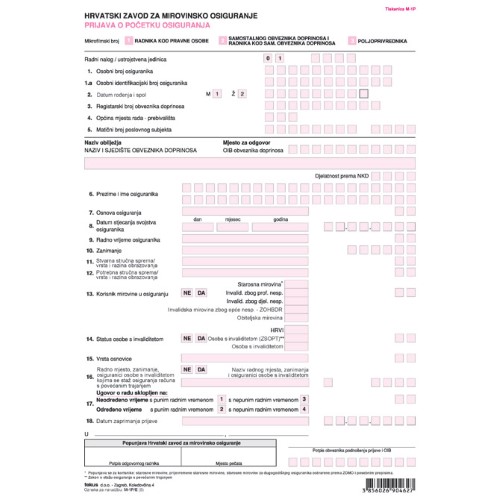 Obrazac m-1p/e prijava o početku osiguranja pk10 fokus (52839)