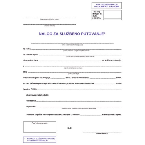 Obrazac a-210/ncr/a putni nalog (sa stanjem brojila) fokus (53430)