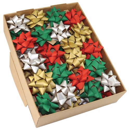 Mašna ukrasna samoljepljiva 75mm christmas prasent 13240-100 sortirano (53824)