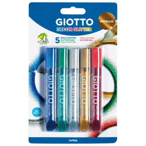 Ljepilo glitter 10,5mlx5boja giotto metallic fila 5451 blister (54758)