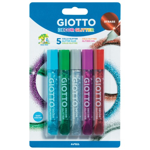 Ljepilo glitter 10,5mlx5boja giotto strass fila 5452 blister (54759)