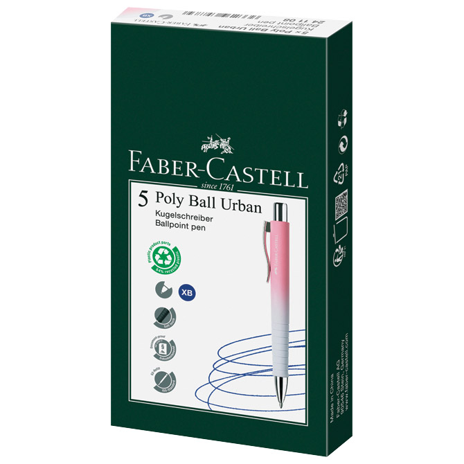 Olovka kemijska gumirana poly ball xb faber castell 241108 rozo-sv,plava (54928)