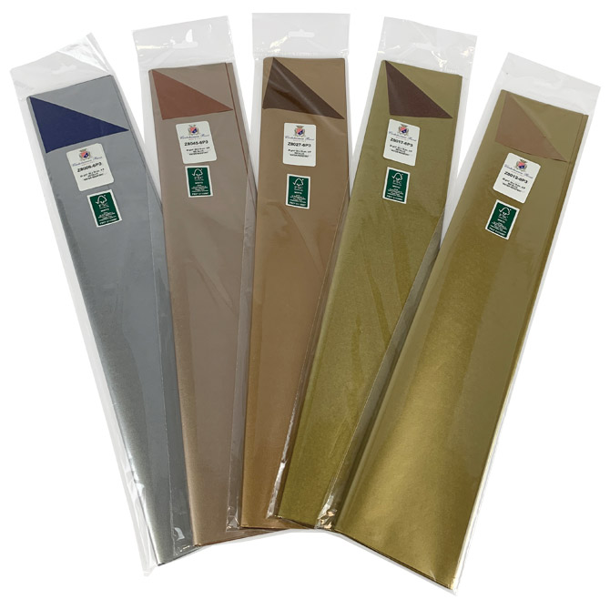 Papir ukrasni tissue 50x75 cm pk6 cartotecnica rossi z8017 metalik zlatno-smeđi blister (55118)