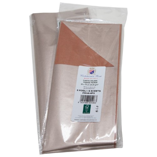 Papir ukrasni tissue 50x75 cm pk6 cartotecnica rossi z8045 metalik bakreno-PLatinasti blister (55119)