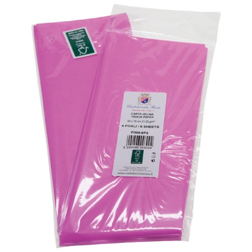 Papir ukrasni tissue 50x76 cm pk6 cartotecnica rossi f006 rozi blister (55130)