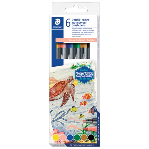 Flomaster 6boja obostrani akvarel "australia" design journey staedtler 3001 c6-2 blister (55352)
