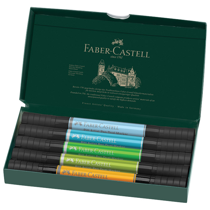 Marker obostrani pitt artist 5boja animals india ink faber castell 162008 sortirano (55599)