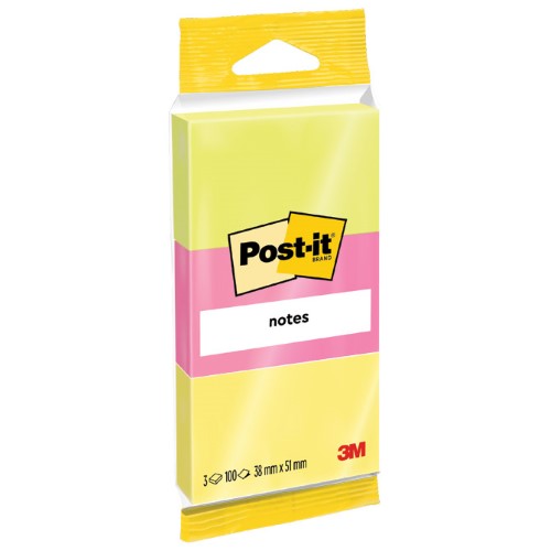 Blok samoljepljiv 38x51mm 3x100l 3m,6812 neon sort blister (55736)