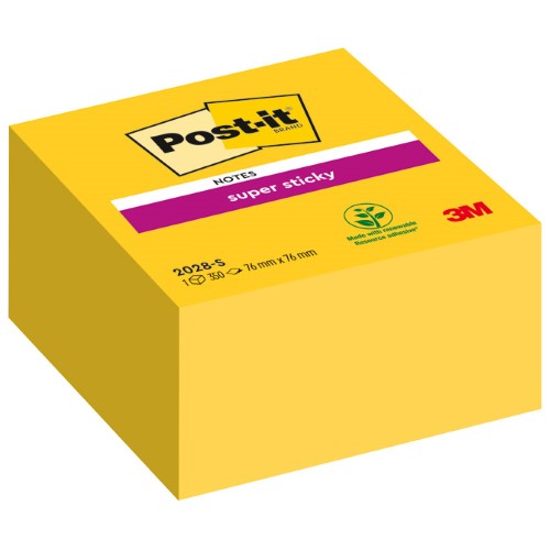 Blok samoljepljiv kocka 76x76mm 350l super sticky post-it 3m,2028s žuti (55737)