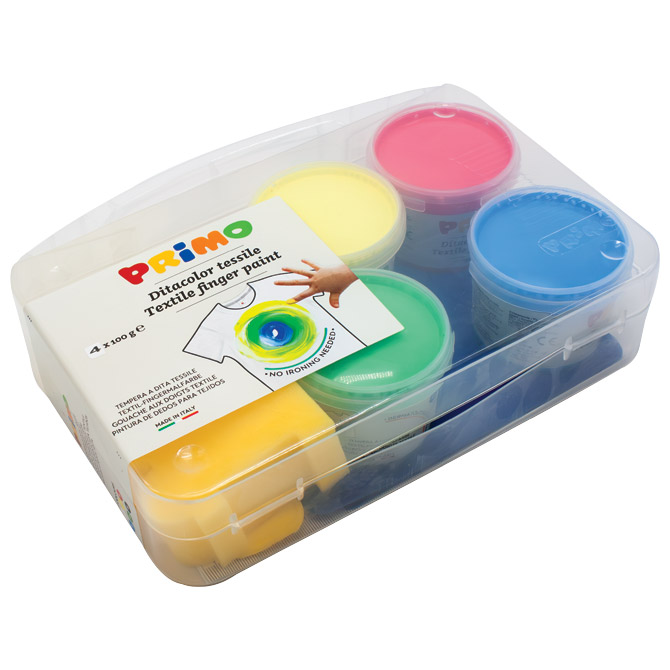 Boja tempera za ruke 100g u čaši 4boje plus pribor za tekstil primo 228txd100 (57195)