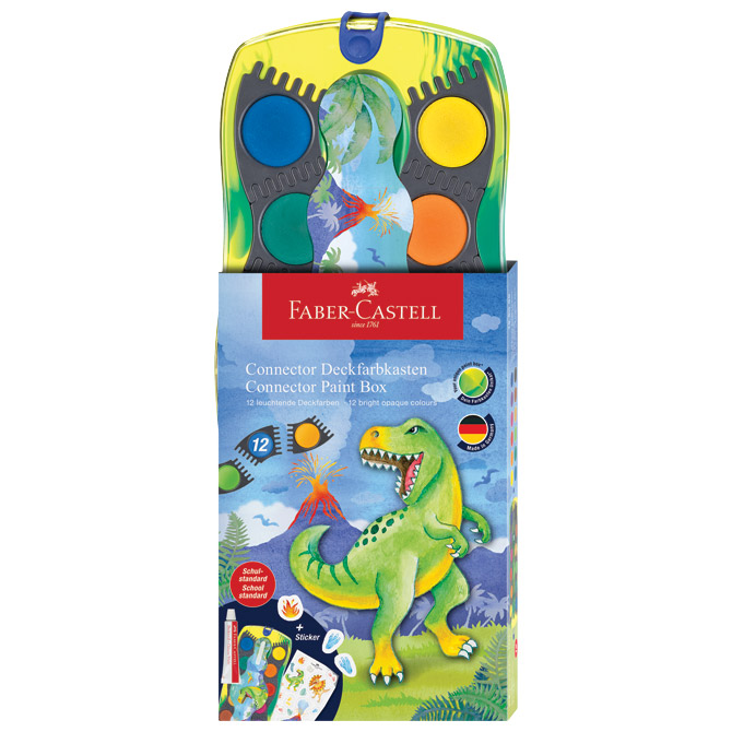 BOJA VODENA FI 24 MM 12 BOJA PLUS BIJELA TEMPERA CONNECTOR DINO FABER CASTELL 125036 (57725)