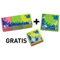 Blok samolj.kocka 50x50 mm plus blok samolj.40x50 mm plus gratis blok samoljepljiv 75x75 mm neon gln.