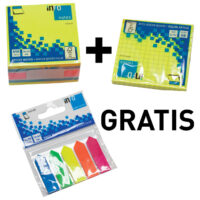 Blok samolj.kocka 75x75 mm plus blok samolj.75x75 mm neon plus gratis zastavica 12x44 mm 5boja gln. (