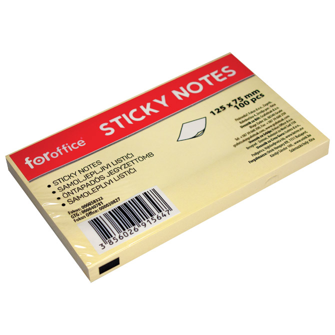 BLOK SAMOLJEPLJIV 125X75 MM 100L FOROFFICE ŽUTI (58322)