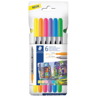 FLOMASTER 6BOJA NEON OBOSTRANI S 2 VRHA DESIGN JOURNEY STAEDTLER 3200 C6F BLISTER (59076)