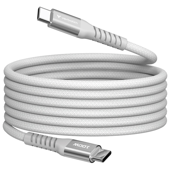 Kabel magnetski usb-c na usb-c 100w 120 cm verbatim 31854 sivi (59184)