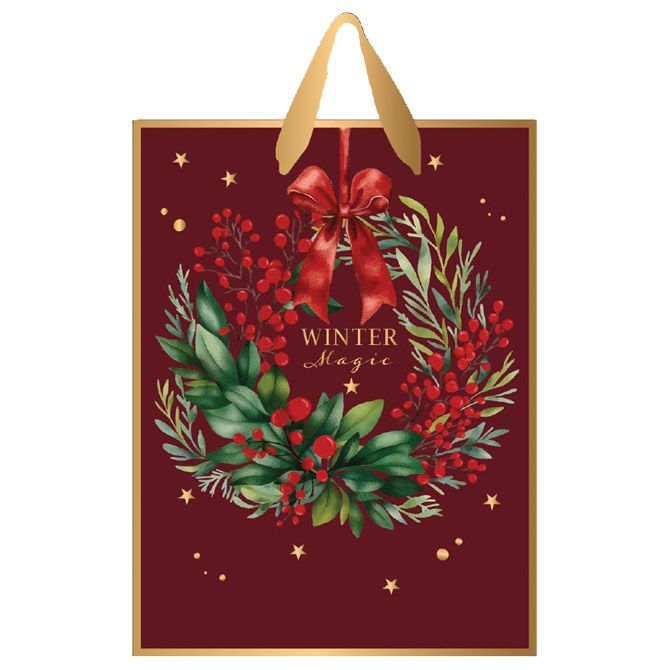 VREĆICE UKRASNE 26,5X33X13 CM NOVOGODIŠNJE BURGUNDY INTERDRUK * DO ISTEKA ZALIHA (60176)