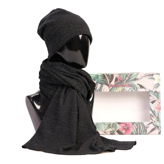 SET POKLON ŽENSKI KAPA I ŠAL PIERRE CARDIN 1085 CRNI * DO ISTEKA ZALIHA (60877)