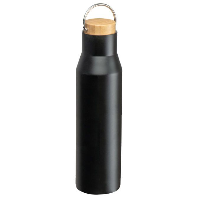 BOCA TERMO METALNA 550 ML S DRVENIM POKLOPCEM CRNA (61008)