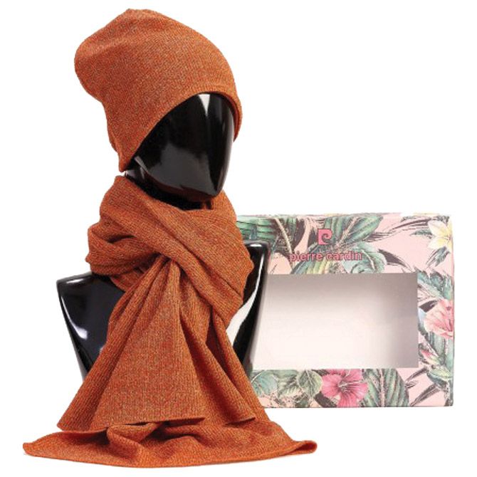 SET POKLON ŽENSKI KAPA I ŠAL PIERRE CARDIN 1085 NARANĐASTI * DO ISTEKA ZALIHA (61041)