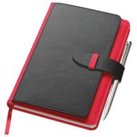 NOTES A5 CRTE 256L OD UMJETNE KOŽE SA PROSTOROM ZA KREDITNE KARTICE CRVENO-CRNI (62565)