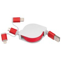 KABEL ZA PUNJENJE UVLAČNI USB SA 3 KONEKTORA CRVENI (62578)