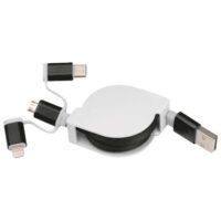KABEL ZA PUNJENJE UVLAČNI USB SA 3 KONEKTORA CRNI (62580)