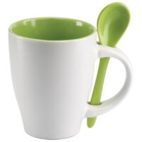 Šalica 250ml sa žličicom midoceanbrands mo734409 bijela/zelena (900002535)