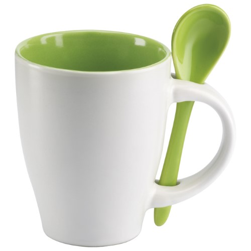 Šalica 250ml sa žličicom midoceanbrands mo734409 bijela/zelena (900002535)